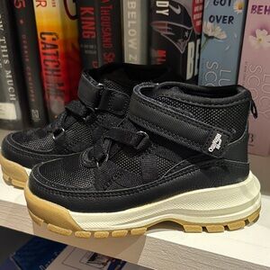 Oshkosh Black Snow Boots with Tan and White Soles